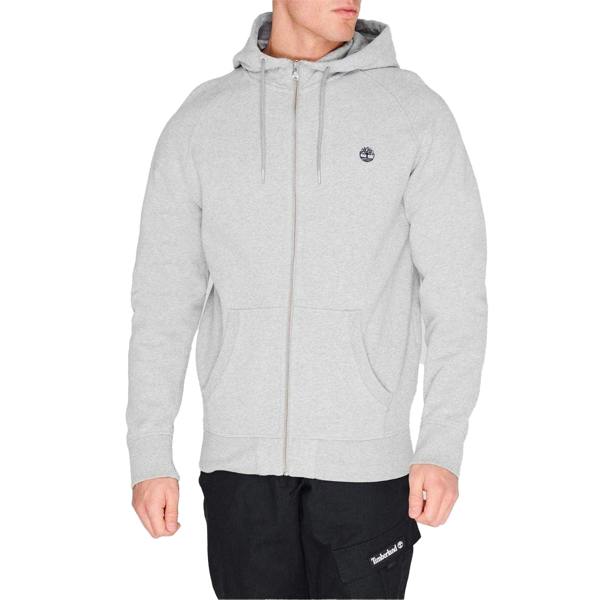 Timberland Mens Cotton Blend Lightweight Raglan Full Zip Hoodie - Medium Grey - 