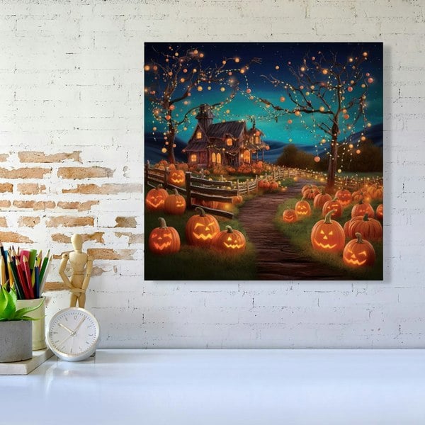 Warren Reed Enchanted Hallowen Pumpkin Patch Canvas