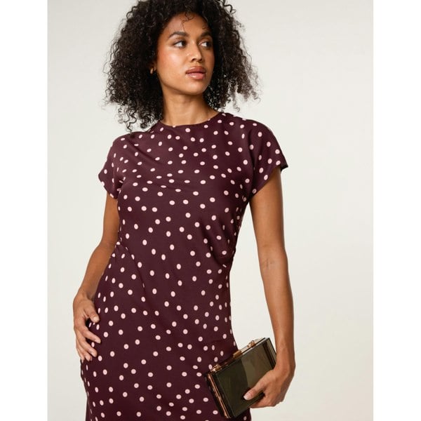 Blue Vanilla Spot Ruched Side Dress