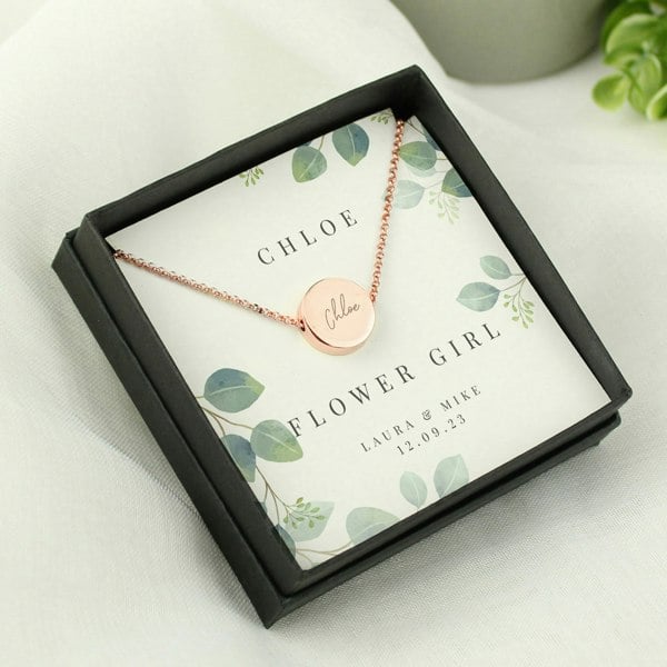 Personalised Memento Company Personalised Botanical Sentiment Rose Gold Tone Necklace and Box