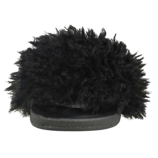 Spot On Ladies Spot On Flat Faux Fur Sliders
