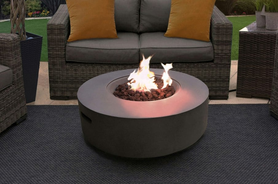 MDA Designs FUSION Dark Grey Lavish Garden & Patio Gas Fire Pit with Eco-Stone Finish - Fully Assembled