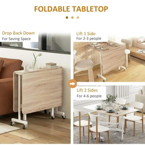 Bobobiy 4-6 Person Drop Leaf Dining Table - Oak