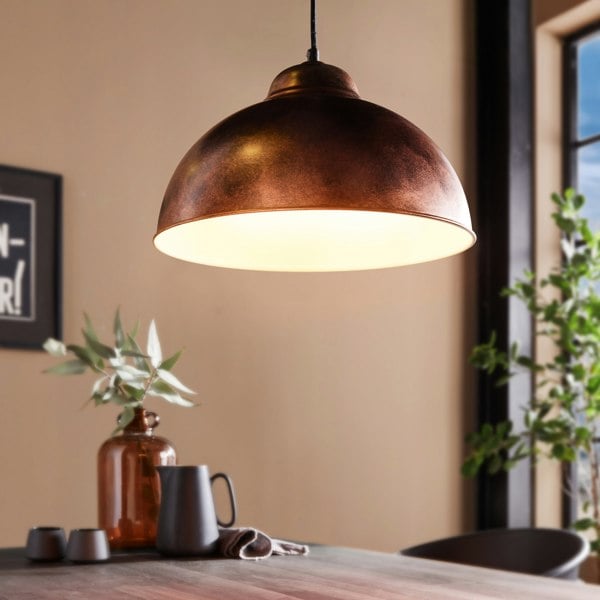 EGLO Truro 2 Antique Copper Industrial Pendant Light