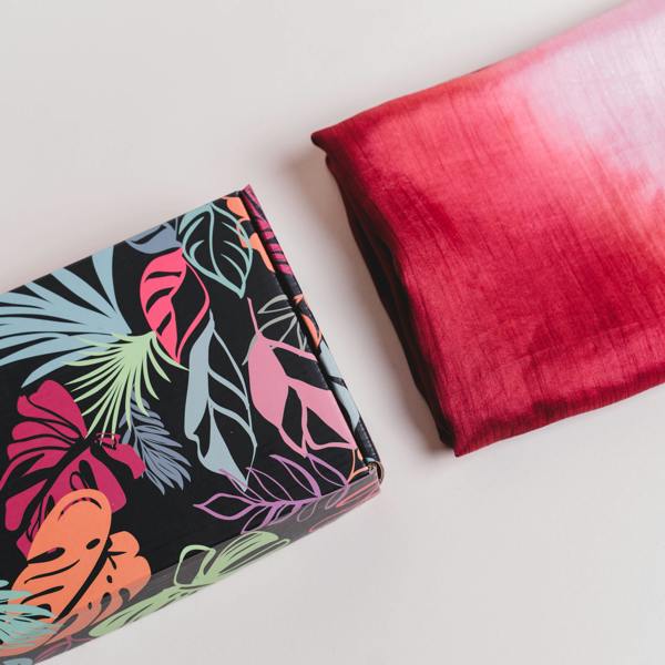 Burgundy Ombre Silk Scarf – Hand-Dyed Mulberry Silk, Wedding Guest & Evening Wrap