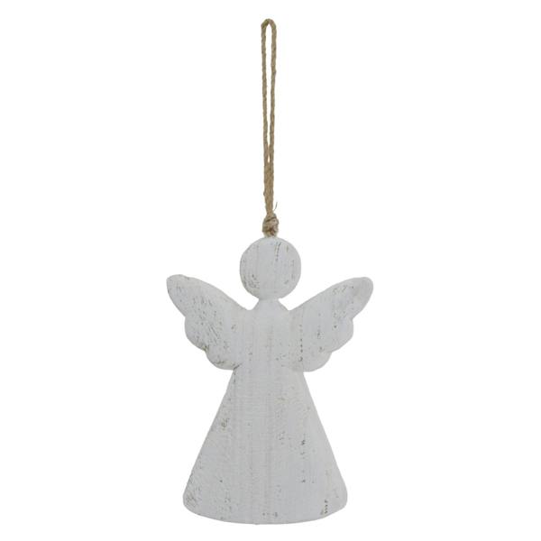 Hill Interiors White Washed Angel Christmas Hanging Decoration - White - 
