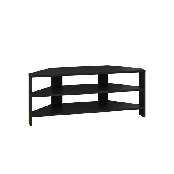 Decortie Thales Corner TV Stand for 32" TVs with Open Shelves & Soft Rounded Edge 110cm Modern Multimedia Console