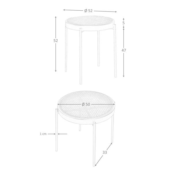 Angel Cerdá Round Corner Table Rattan, Black Wood and Black Steel 2109