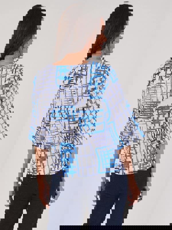 VIZ-A-VIZ Abstract Grid Print Top