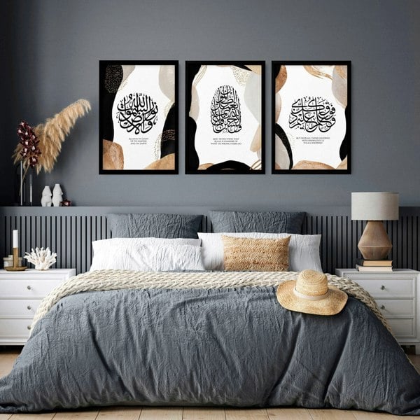 Ramadan Mubarak decorations | set of 3 wall art prints for Bedroom