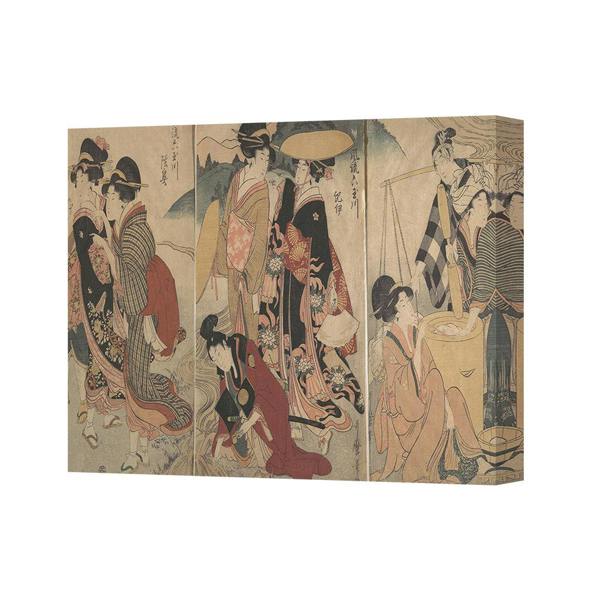 Benjamin Tate Design Traditional Japanese Ukiyoe Triptych Canvas Wall Art Home Decor