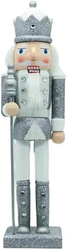 25cm Silver and White Wooden Nutcracker Soldier Set of 3 for Christmas Display image 8