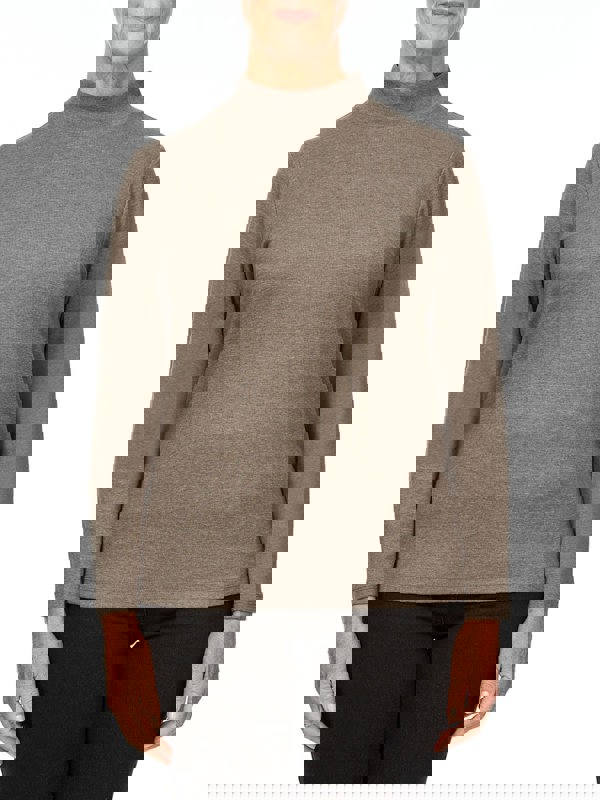 PennyPlain Latte Marl High Neck Top