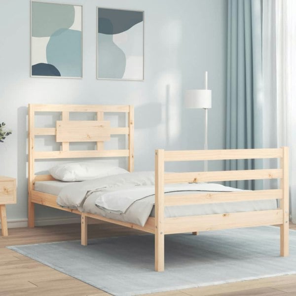 Berkfield Bed Frame with Headboard 90x200 cm Solid Wood