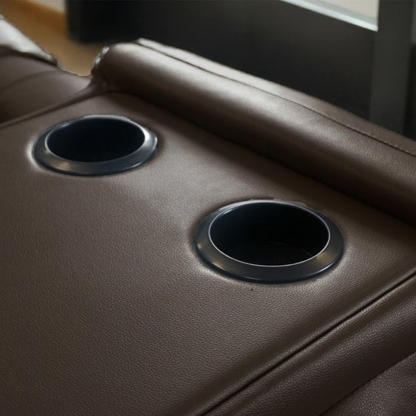 Furnishings For Less Leather 5 Seater Reclining Corner Sofa + Drinks Tray