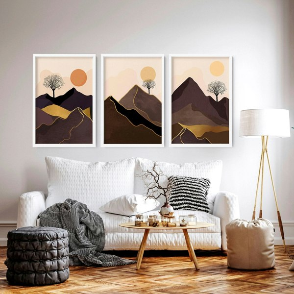 Scandinavian decor style for living room | set of 3 framed wall art