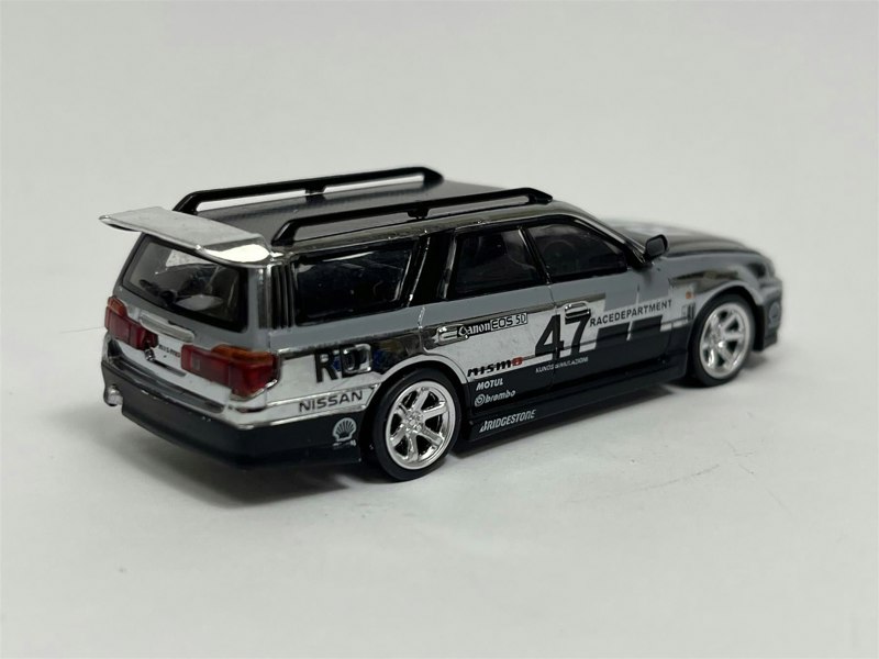 Pop Race Nissan Stagea Chrome Silver 1:64 Scale Pop Race PR640056