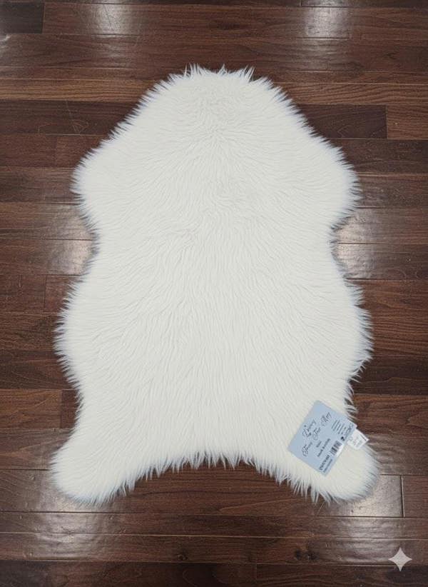 Faux Rabbit Fur Rug White 60x90cm