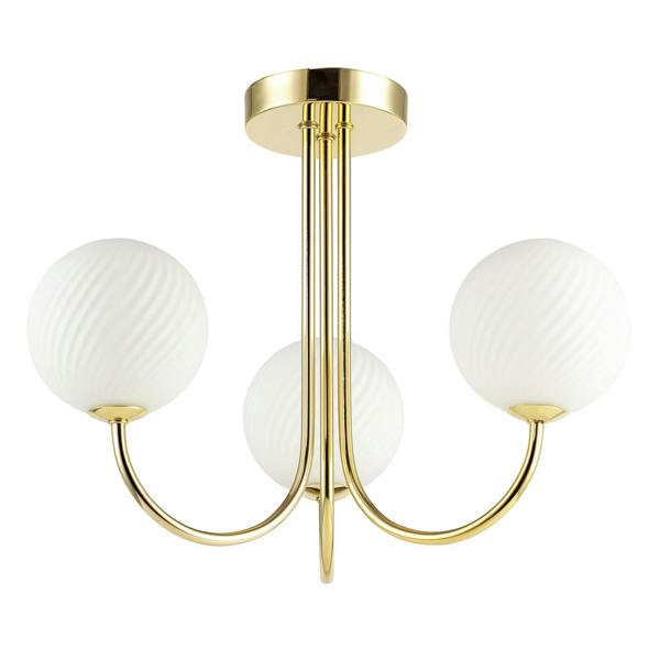 Modern Polished Gold Plated Ceiling Light Fitting with Swirl Glass Image 5