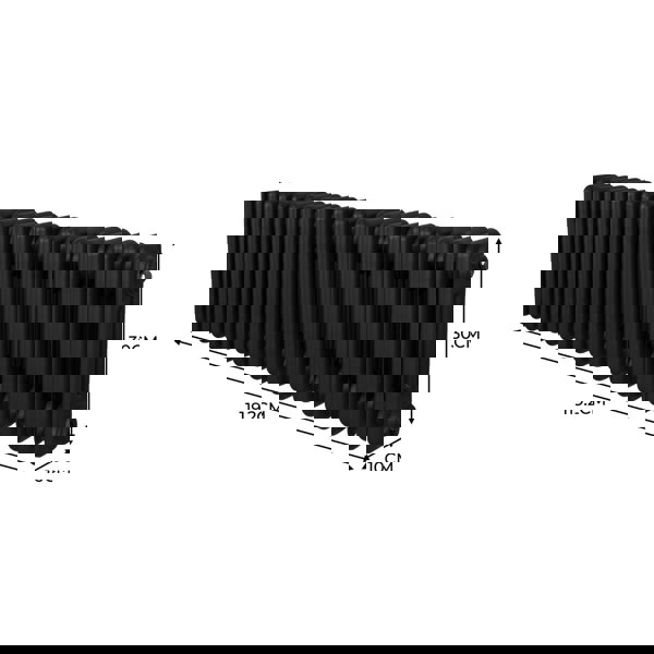 Monstershop Traditional 3 Column Radiator - 300 x 1192mm - Black