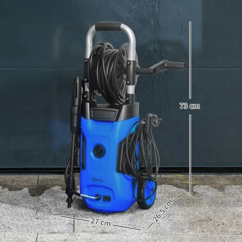 Bobobiy 1800W High Pressure Washer, 150 Bar Pressure, 420 L/h Flow, 6M Hose, Steel Handle Car Driveway, Blue