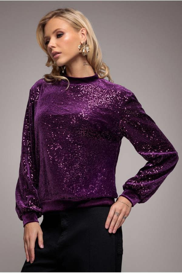 Sequin Velvet Jumper - Magenta T199