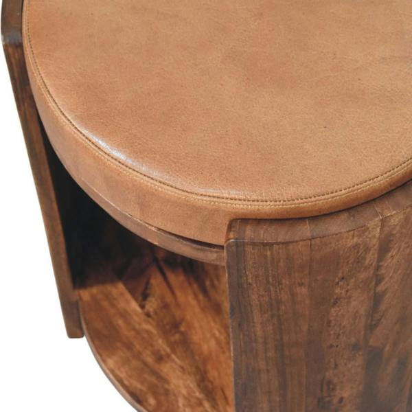Artisan Furniture Solid Wood Savoy Leather Stool