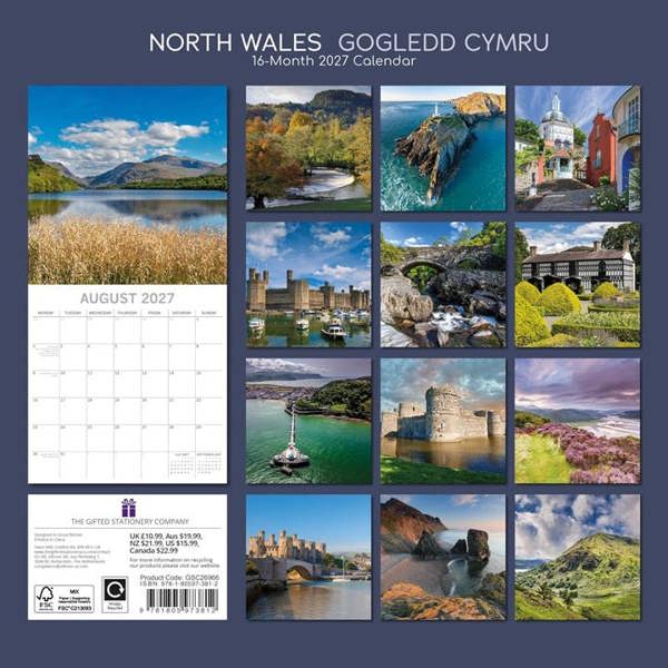 North Wales Calendar 2027, Wall Calendars, Month To View, Travel, Gift