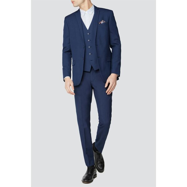 Limehaus Slim Fit Bright Blue Suit Trousers