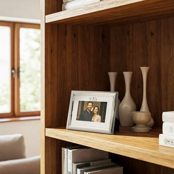 25th Anniversary Picture Frame in Nickel Plating with Diamante Rings Image 5