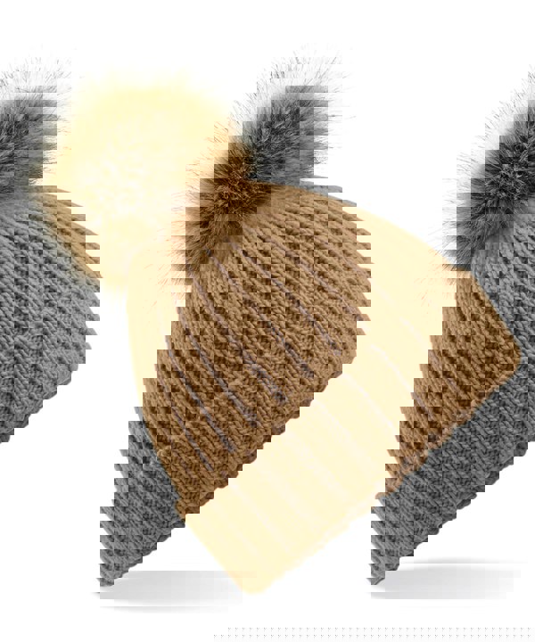 Beechfield Women's Snowfall Rib Knit Acrylic Pom Beanie {BC412}