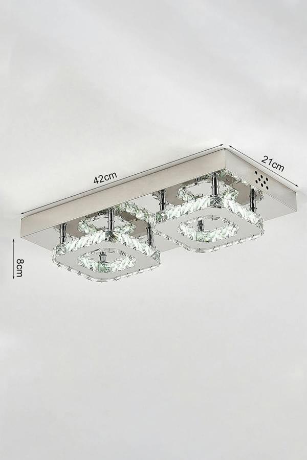 Living and Home Glam Crystal Square Ceiling Light