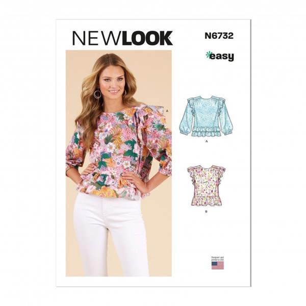 New Look Sewing Pattern 6732, Tops for Women, 6-8-10-12-14-16-18 - Easy