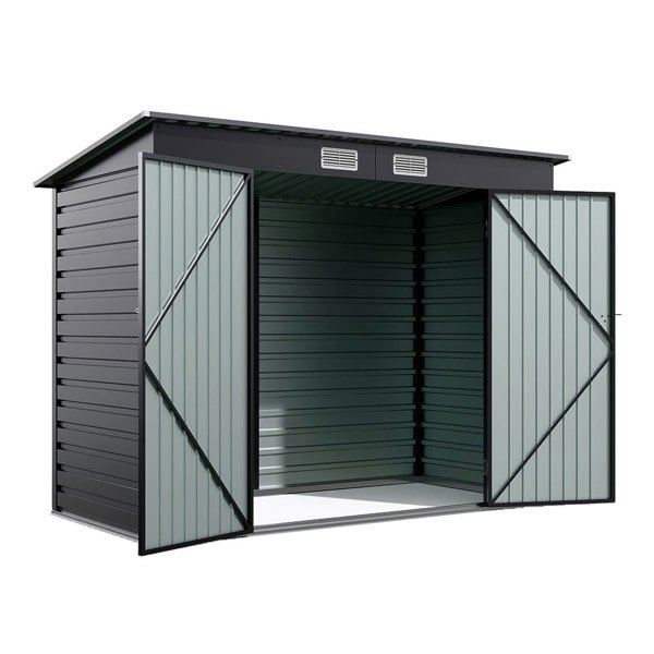 Outdoor Galvanized Steel Storage Shed with Dual Doors Living and Home