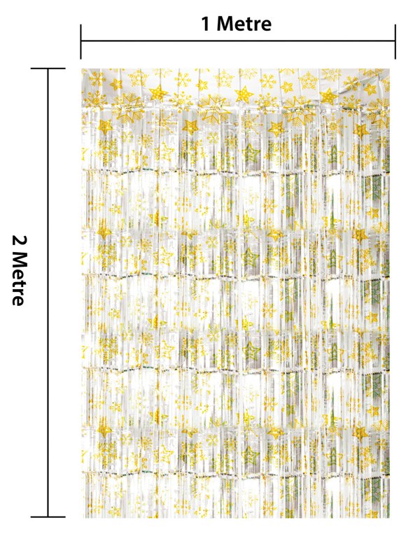 Cheetah Shimmer christmas Tinsel Curtain, 2M x 1M Yellow