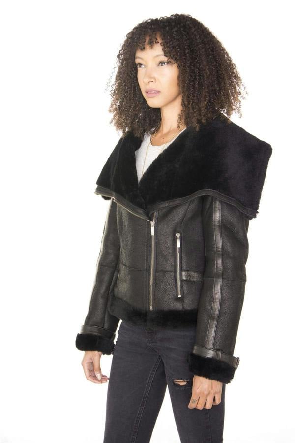 Infinity Leather Womens Merino Sheepskin Aviator Leather Jacket-Asmara