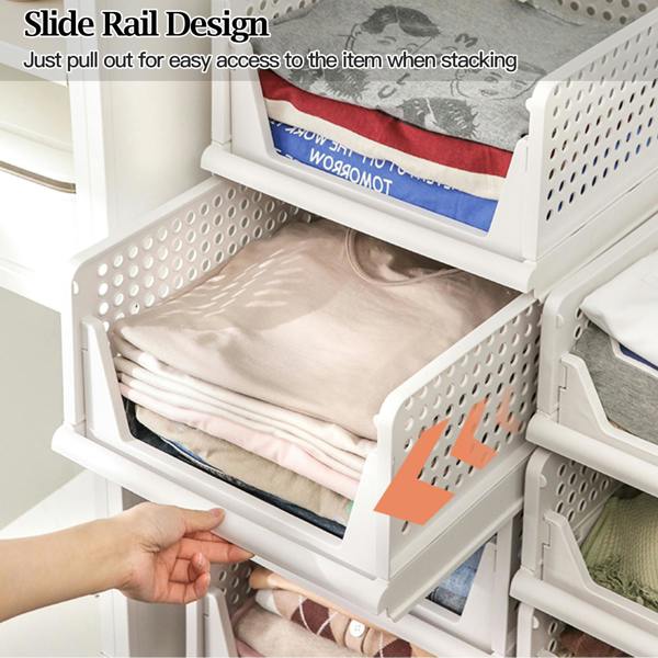Living and Home 4pcs Stackable PP Pull-Out Wardrobe Organiser Drawers