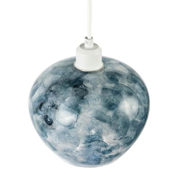 Chic Steel Blue and Silver Glass Pendant Shade with Swirl Brush Style Image 5