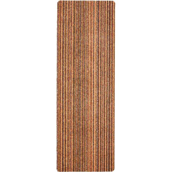 Rectangular mat with brown and beige striped pattern on a white background