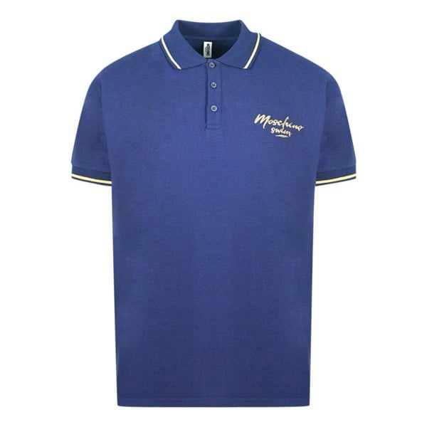 Moschino Tipped Collar Polo Shirt - Blue