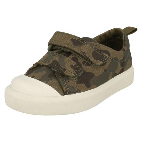 Clarks Childrens Boys Girls Clarks Pattern Detailed Canvas Shoes City Flare Lo T
