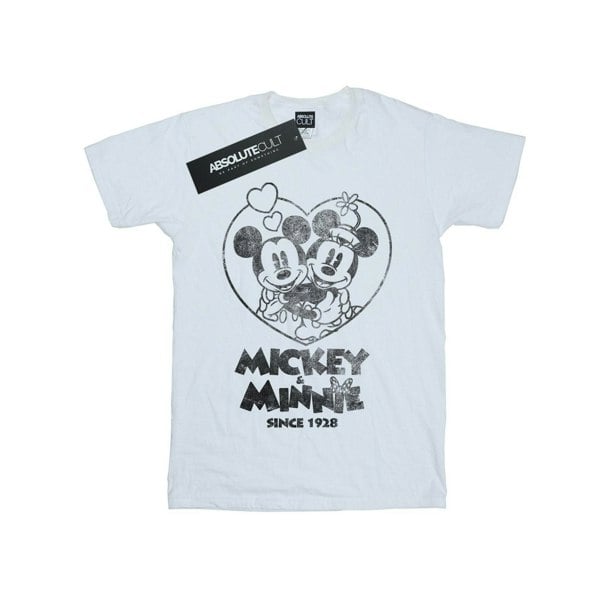 Disney Womens/Ladies Mickey And Minnie Mouse Since 1928 Cotton Boyfriend T-Shirt - White