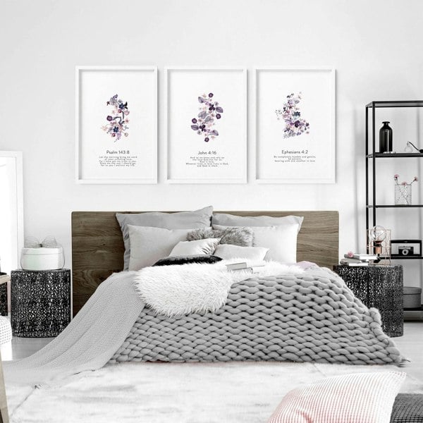 Christian verse posters for bedroom | set of 3 wall art prints