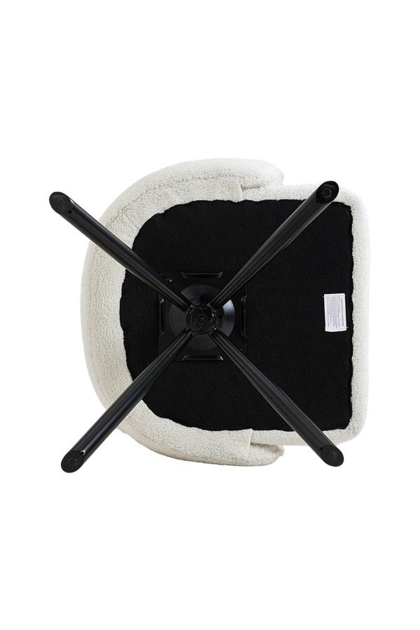 Living and Home White Upholstered Leisure Swivel Chair with Metal Legs