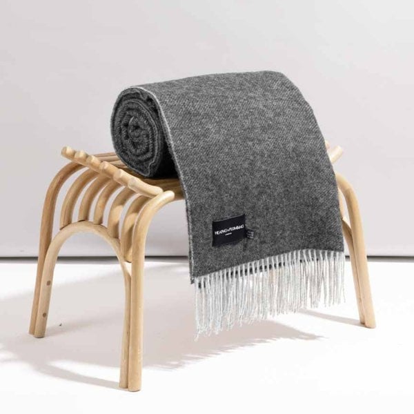 Heating & Plumbing London The Loft - Pure New Wool Throw - Reversible Charcoal/ Grey