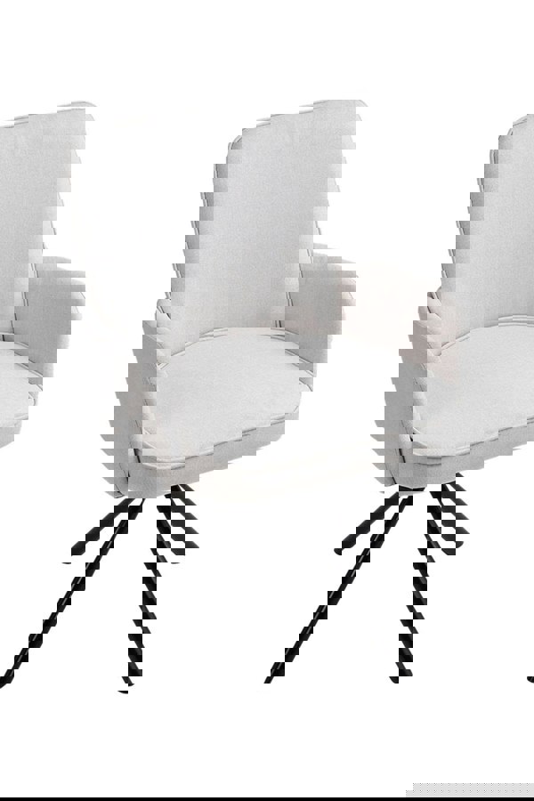 Living and Home Linen Modern Swivel Chair with Black Legs