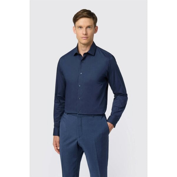 Limehaus Slim Fit Navy Stretch Shirt