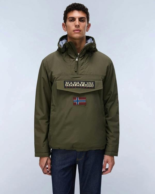 Napapijri Rainforest Winter 3 Mens Hooded Anorak - Olive Night G1F