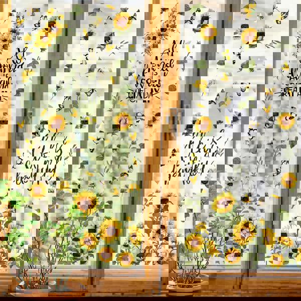 WALPLUS WSW6019 - Sunflowers Watercolour with Butterflies and Bees Window Clings