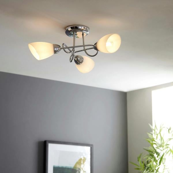 Pagazzi Lighting Jaco 3 Light Polished Chrome Semi Flush Ceiling Light